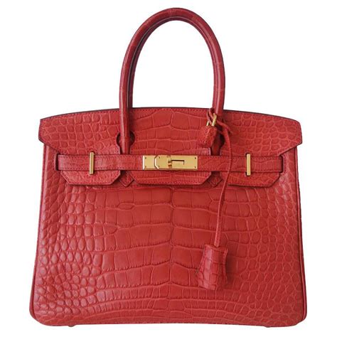 hermes birkin bag 30 aus alligator-leder farbe braise rot coral|Hermes Birkin 30cm bags.